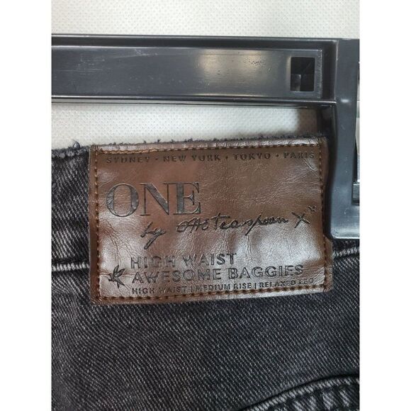 One by OneTeaspoon High Waist Awesome Baggies Distressed Black Denim Jeans Sz 25 - Picture 10 of 13